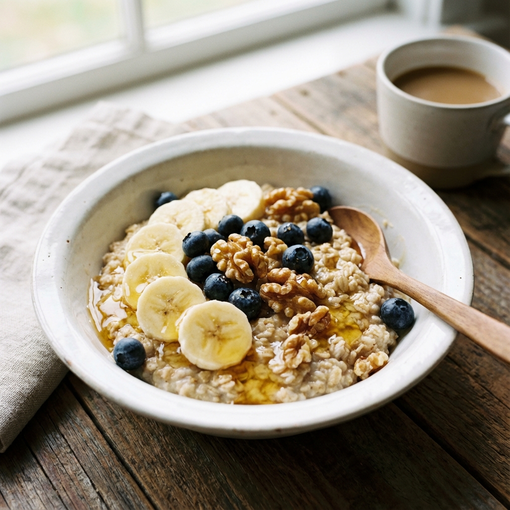 Yulaf ezmesi kahvaltısı meyvelerle